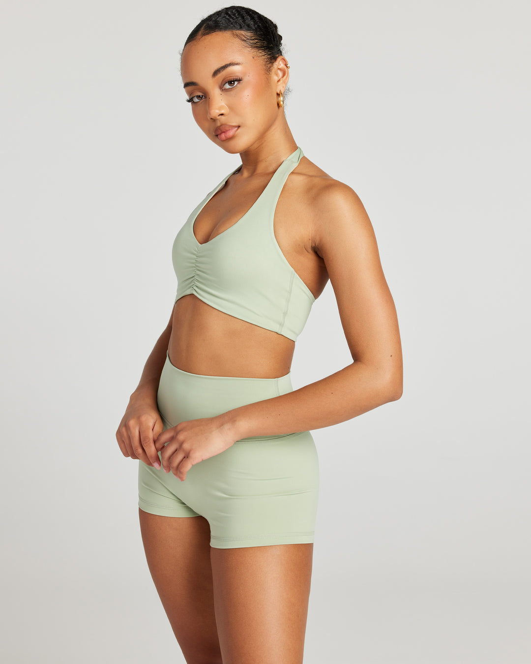 Halter Scrunch Bra - Light Sage