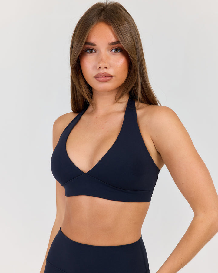 Luna Halter Bra - Navy