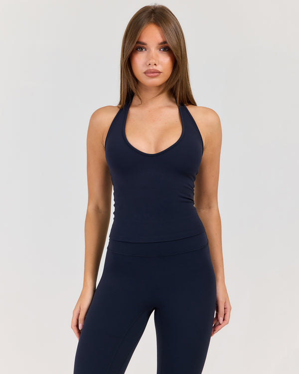 Luna Halter Tank - Navy