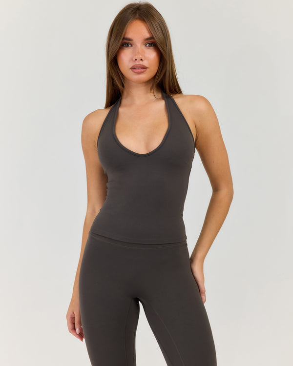 Luna Halter Tank - Olive