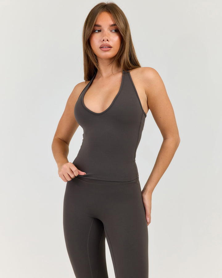 Luna Halter Tank - Olive