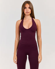 Luna Halter Tank - Deep Plum