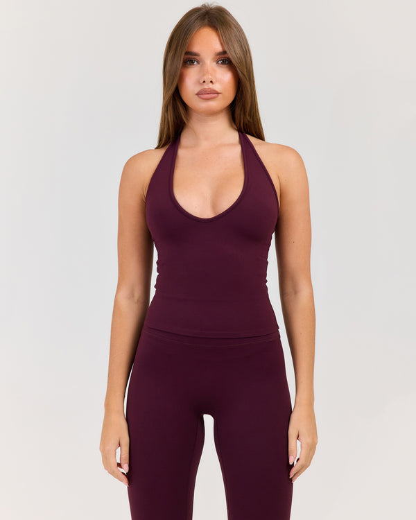 Luna Halter Tank - Deep Plum