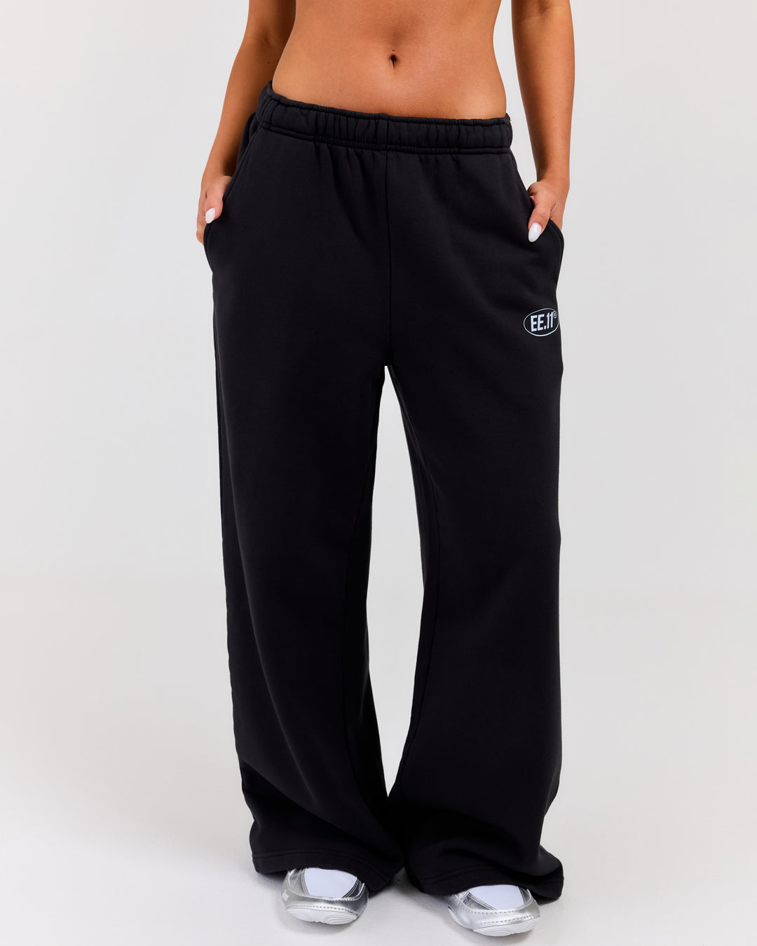 Premium Cotton Wide Leg Pants - Washed Black