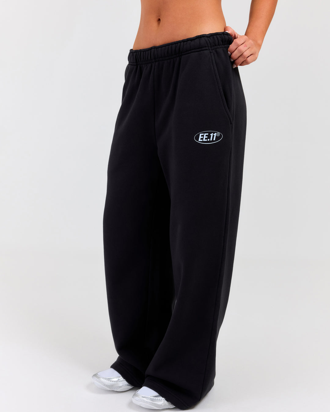 Premium Cotton Wide Leg Pants - Washed Black