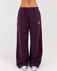 Premium Cotton Wide Leg Pants - Acai Berry