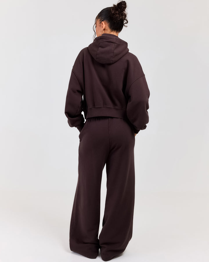 Premium Cotton Wide Leg Pants - Roasted Coffee
