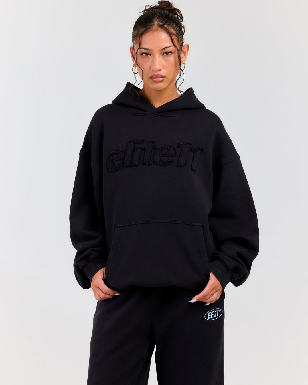 Elite11 Distressed Hoodie - Washed Black