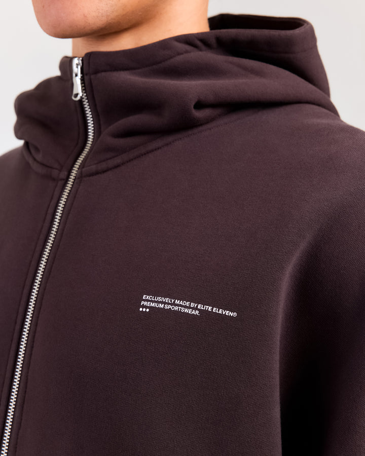 Premium Cotton Unisex Zip Through - Roasted Coffee