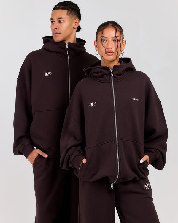 Premium Cotton Unisex Zip Through - Roasted Coffee