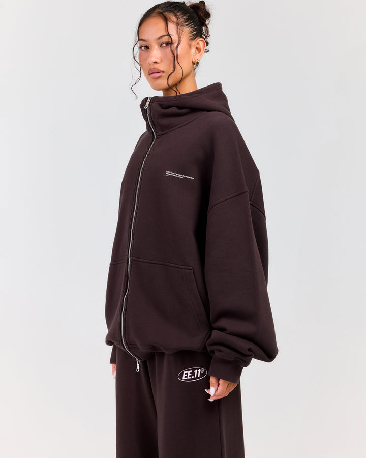 Premium Cotton Unisex Zip Through - Roasted Coffee