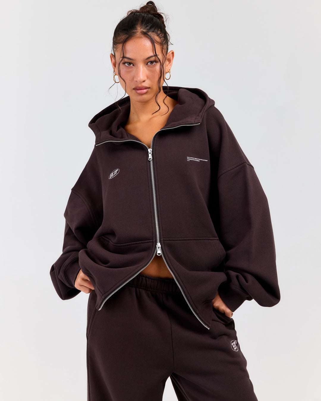Premium Cotton Unisex Zip Through - Roasted Coffee