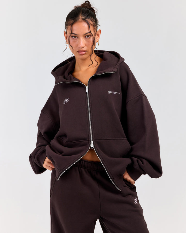 Premium Cotton Unisex Zip Through - Roasted Coffee