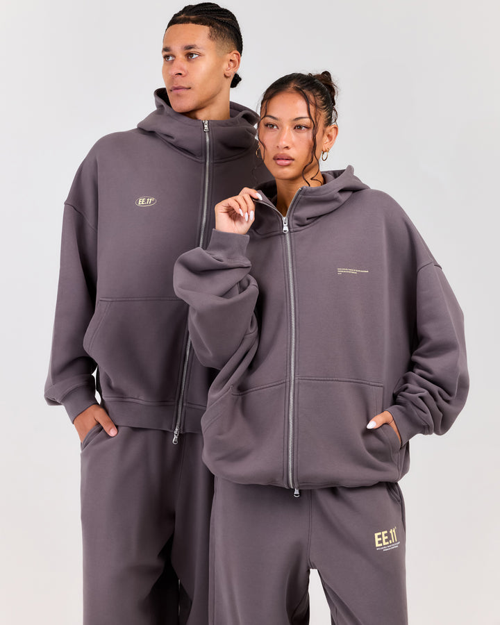 Premium Cotton Unisex Zip Through - Pebble Grey