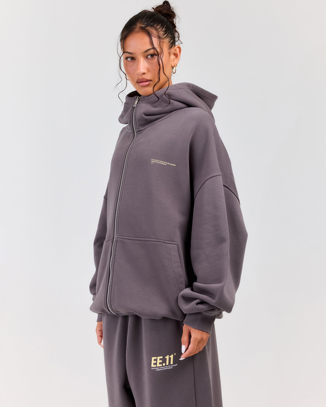 Premium Cotton Unisex Zip Through - Pebble Grey