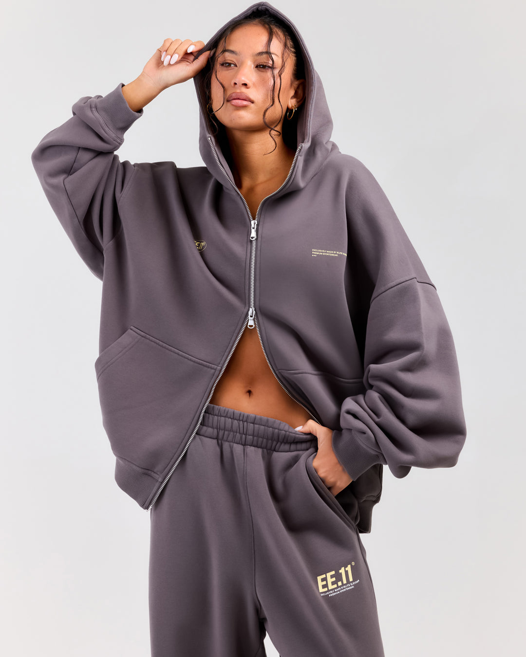 Premium Cotton Unisex Zip Through - Pebble Grey