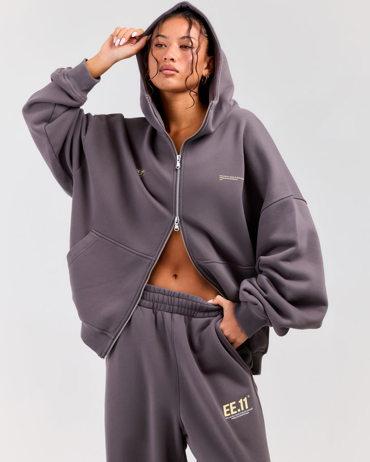 Premium Cotton Unisex Zip Through - Pebble Grey
