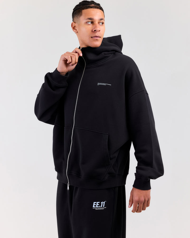 Premium Cotton Unisex Zip Through - Washed Black