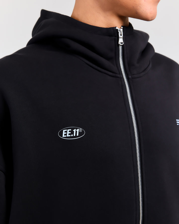 Premium Cotton Unisex Zip Through - Washed Black