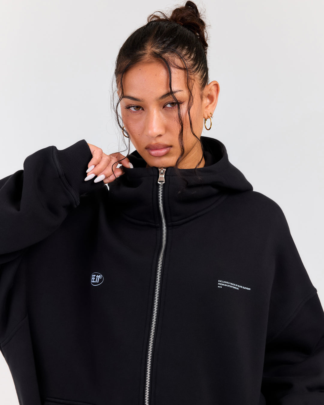 Premium Cotton Unisex Zip Through - Washed Black