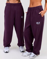 Premium Cotton Unisex Barrel Leg Joggers - Acai Berry