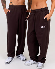 Premium Cotton Unisex Barrel Leg Joggers - Roasted Coffee
