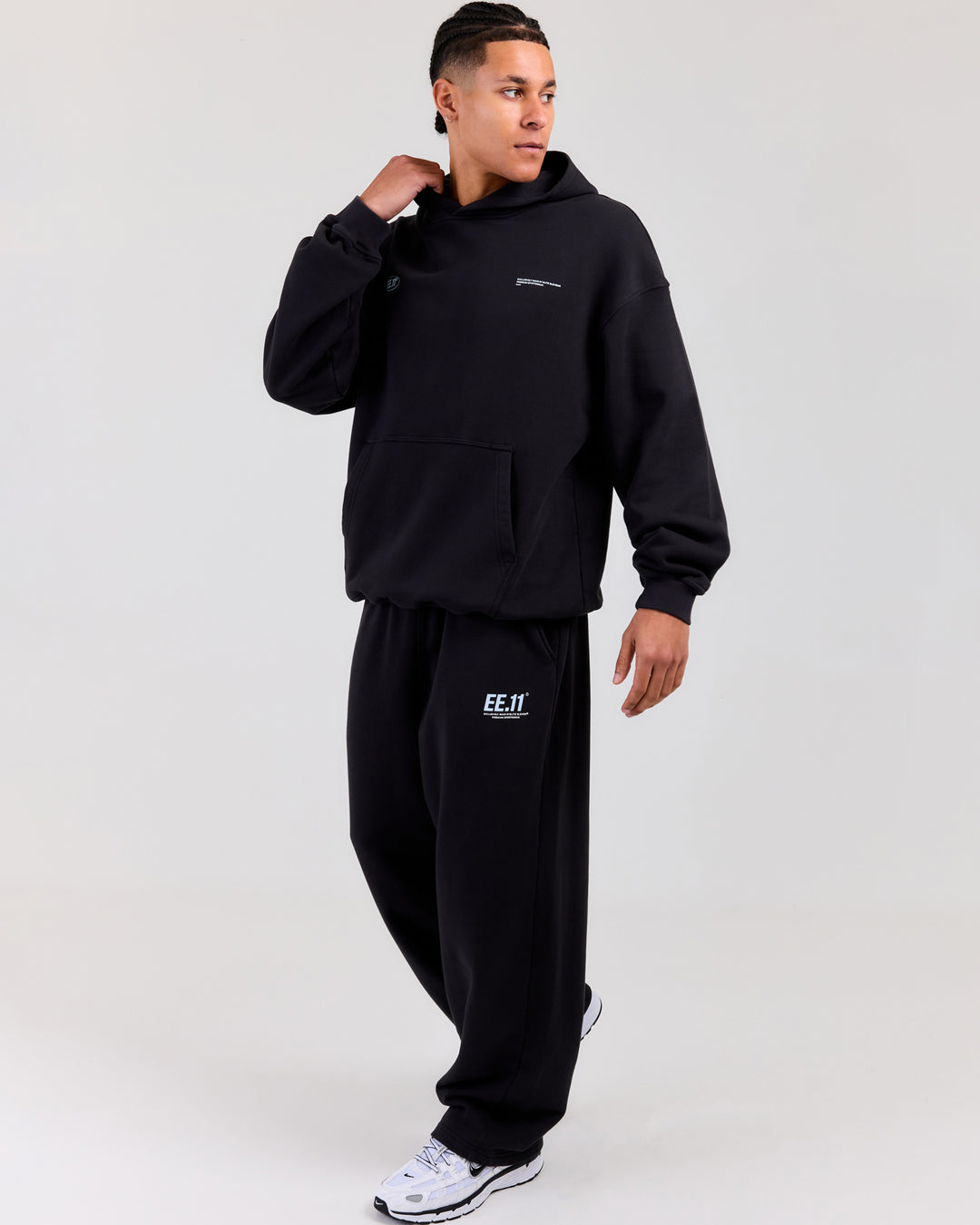 Premium Cotton Unisex Barrel Leg Joggers - Washed Black