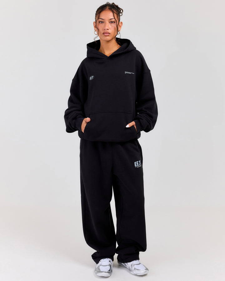 Premium Cotton Unisex Barrel Leg Joggers - Washed Black