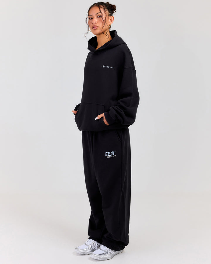 Premium Cotton Unisex Barrel Leg Joggers - Washed Black