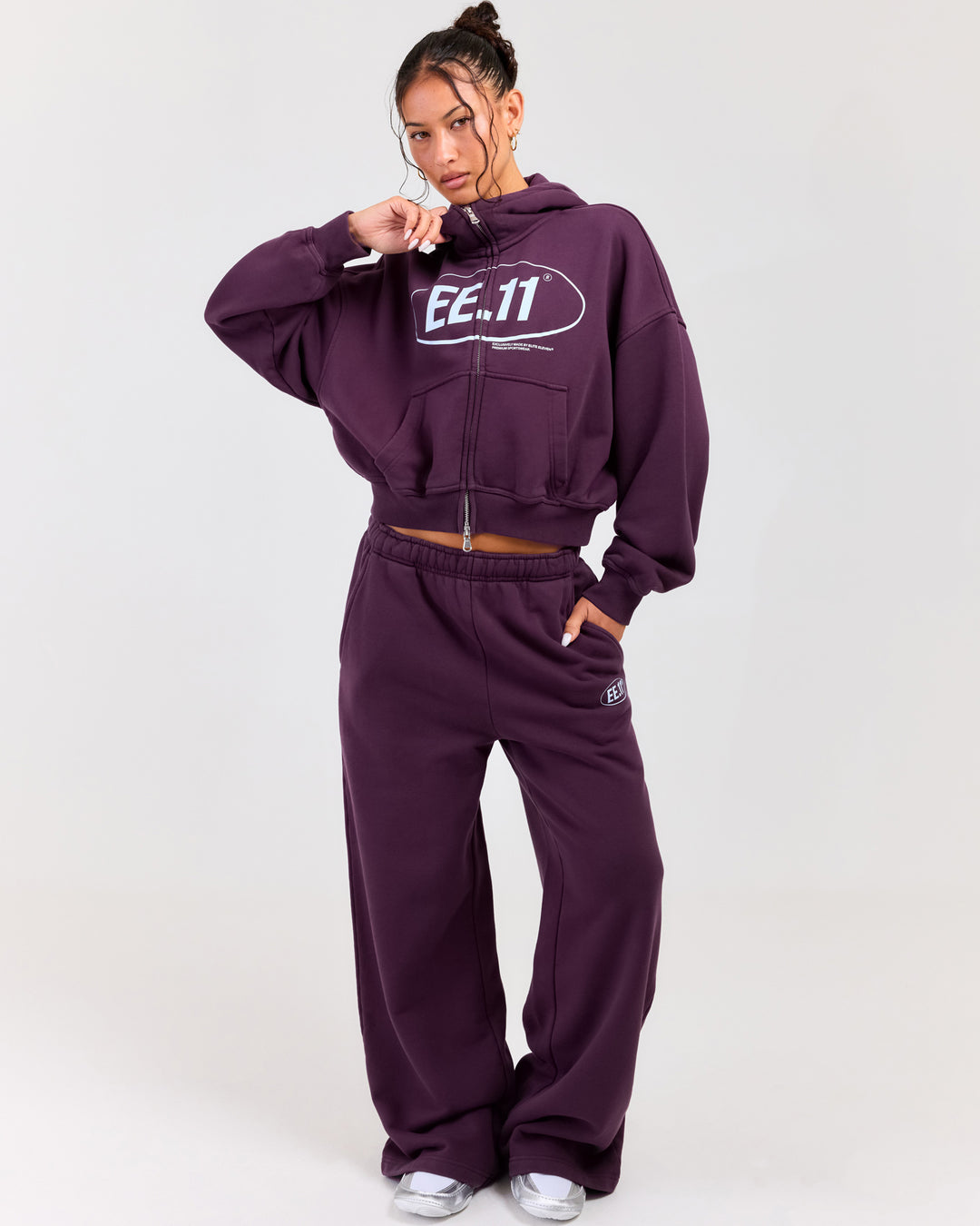 Premium Cotton Wide Leg Pants - Acai Berry