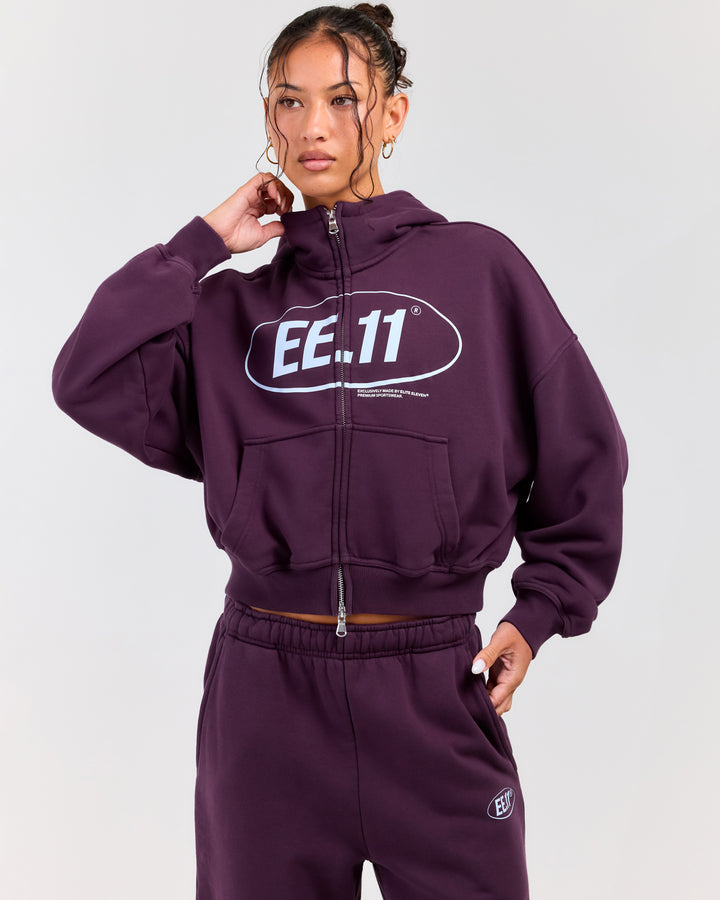 Premium Cotton Women's Zip Through Hoodie - Acai Berry