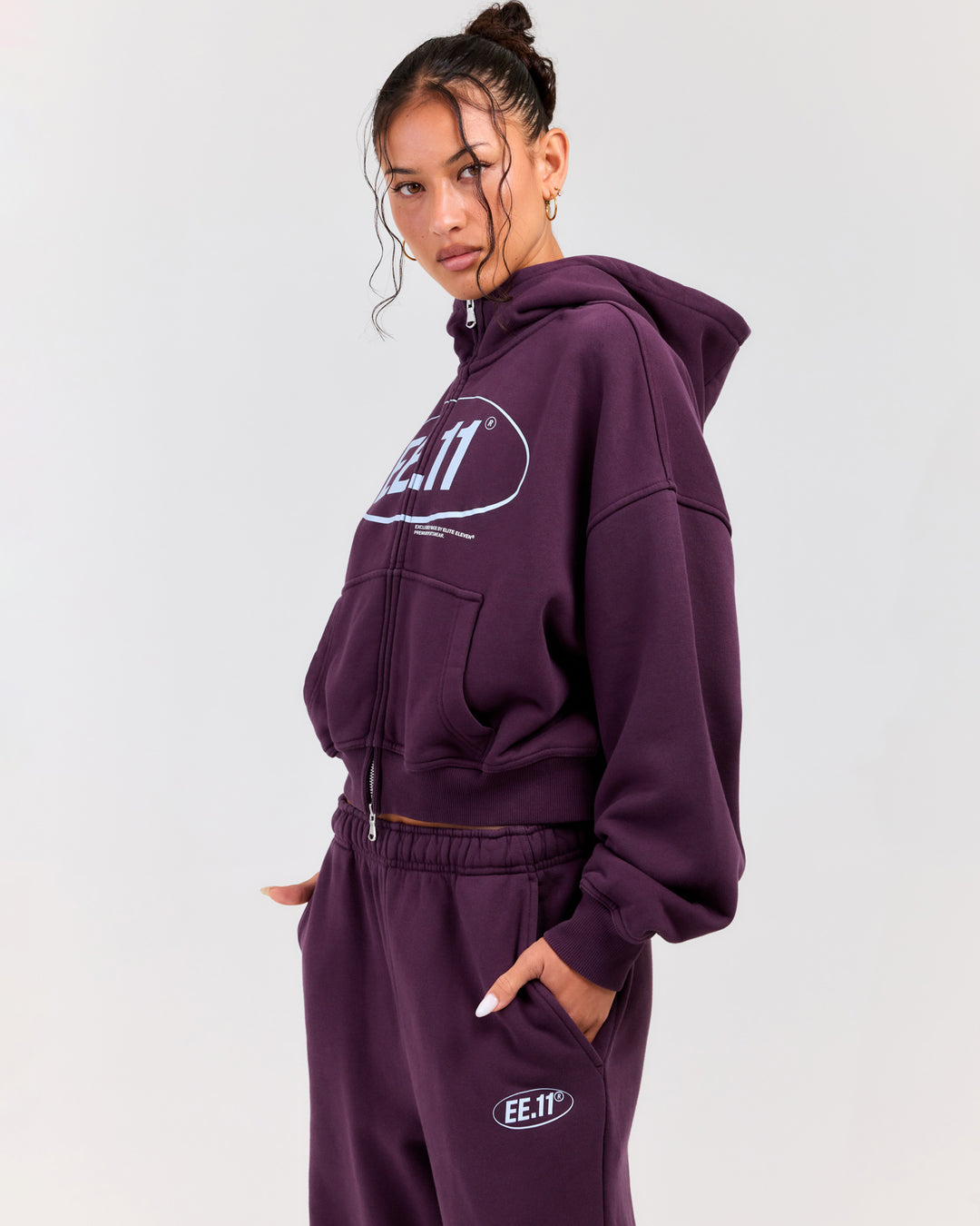 Premium Cotton Women's Zip Through Hoodie - Acai Berry
