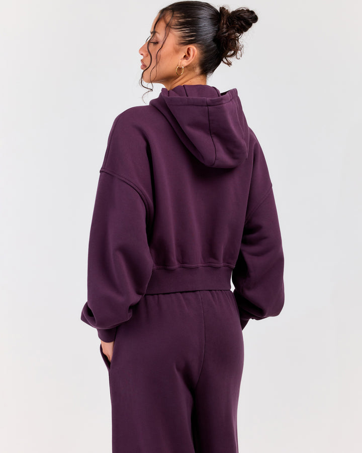 Premium Cotton Women's Zip Through Hoodie - Acai Berry