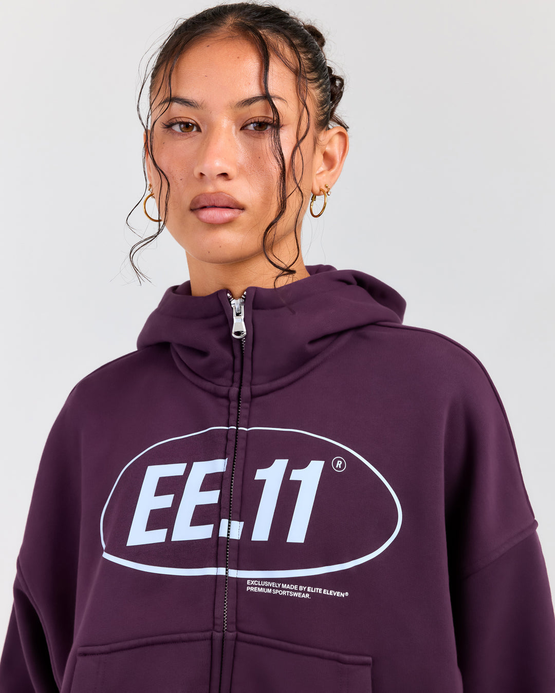 Premium Cotton Women's Zip Through Hoodie - Acai Berry