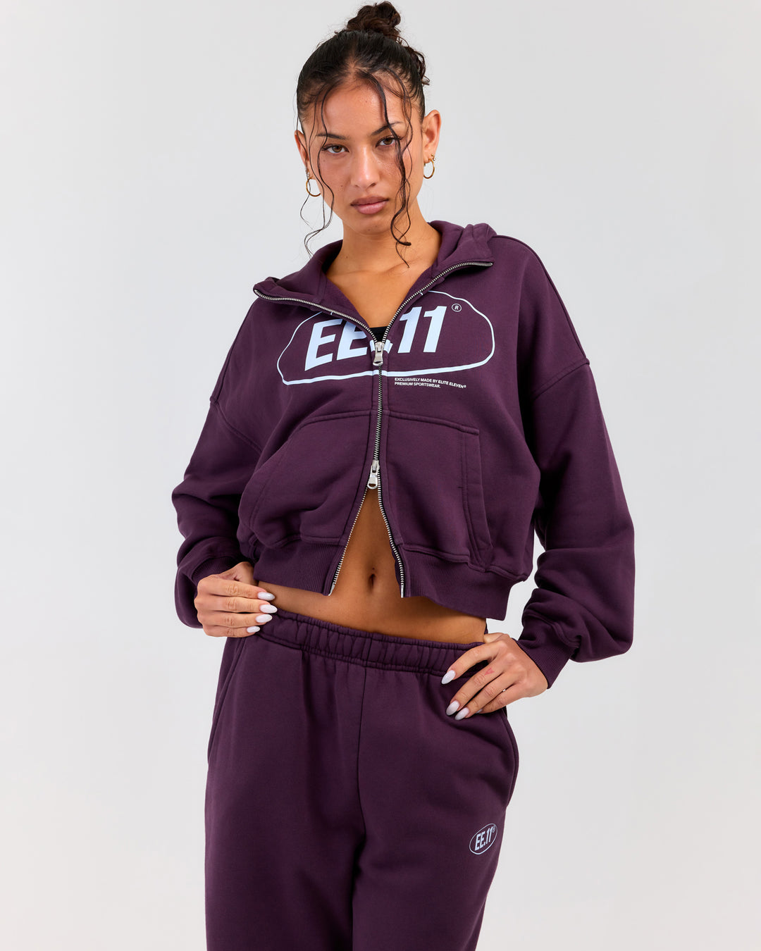Premium Cotton Women's Zip Through Hoodie - Acai Berry