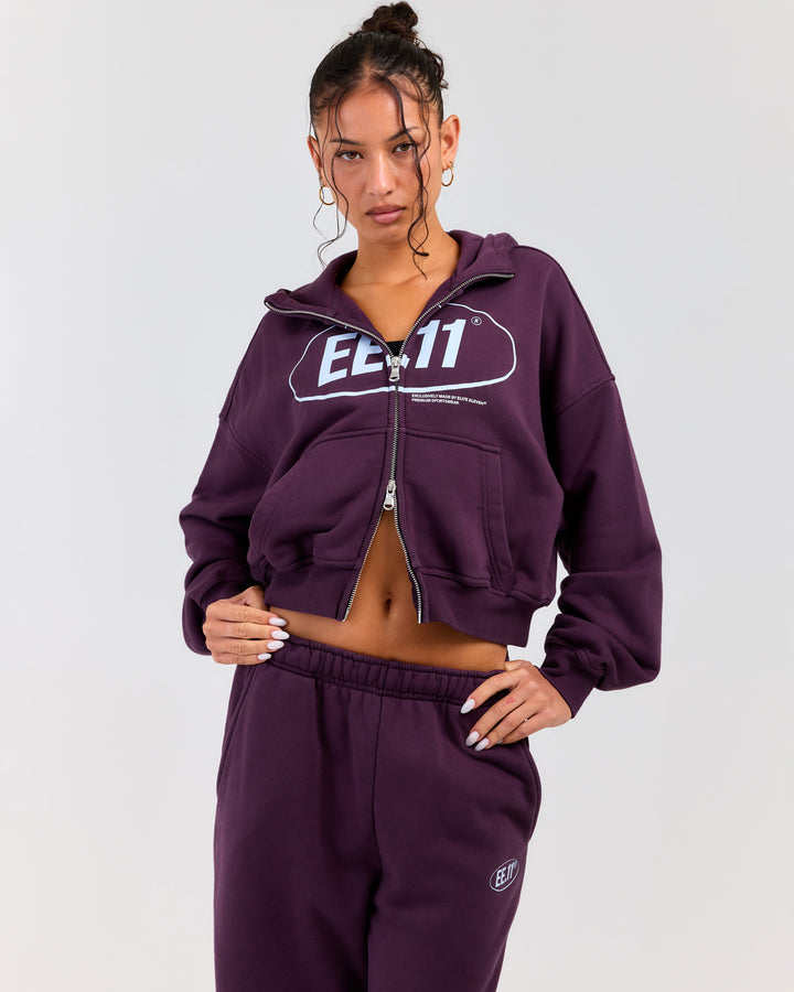 Premium Cotton Women's Zip Through Hoodie - Acai Berry