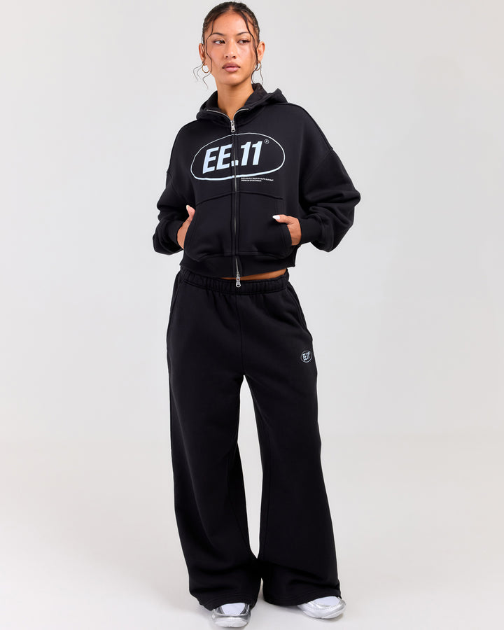 Premium Cotton Wide Leg Pants - Washed Black