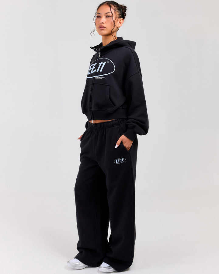 Premium Cotton Wide Leg Pants - Washed Black