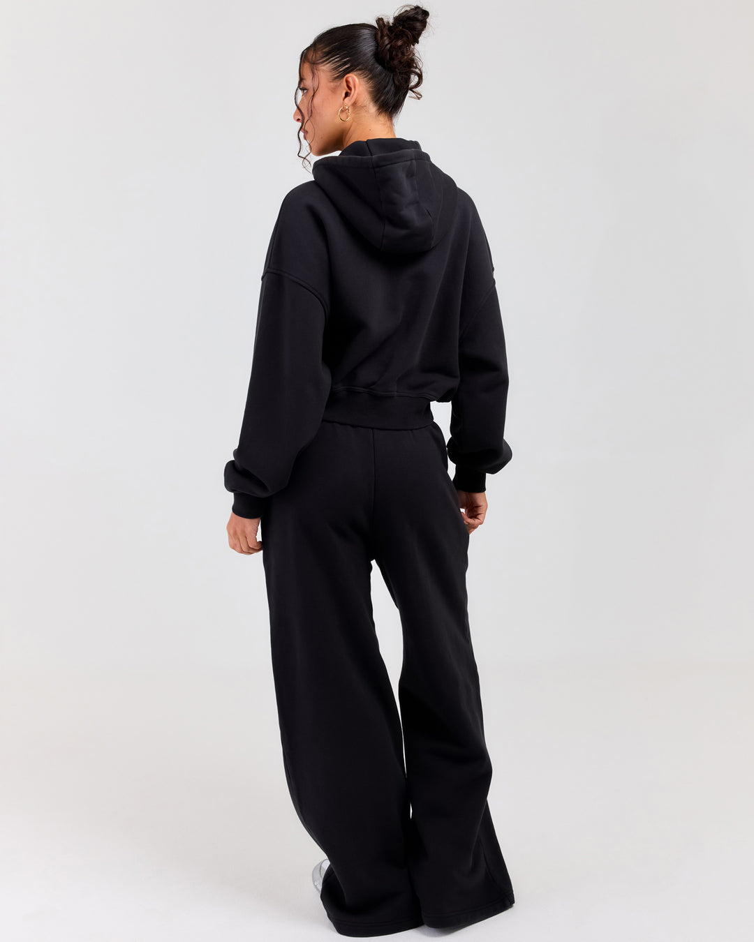 Premium Cotton Wide Leg Pants - Washed Black