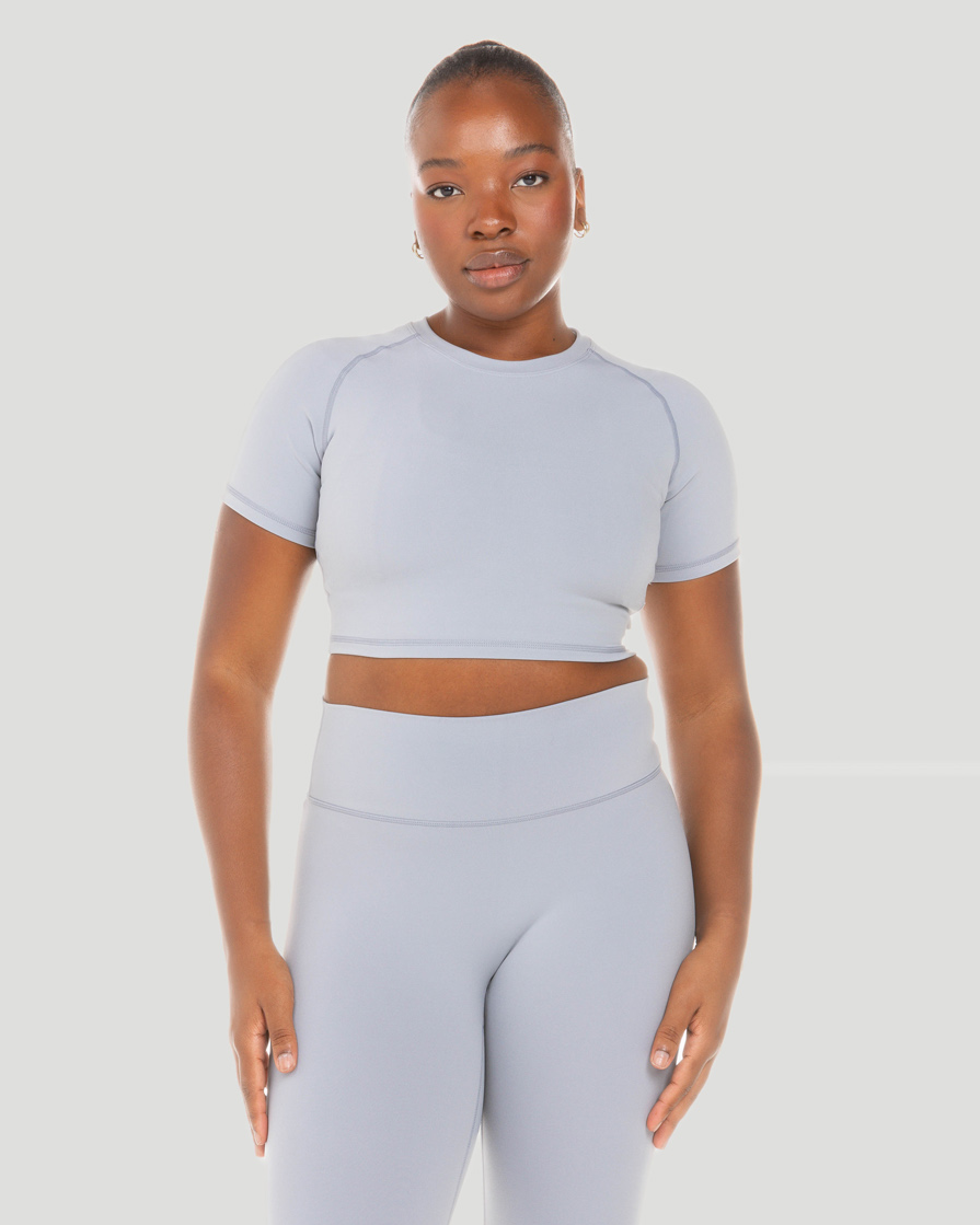 Aura Crop Tee - Steel Grey