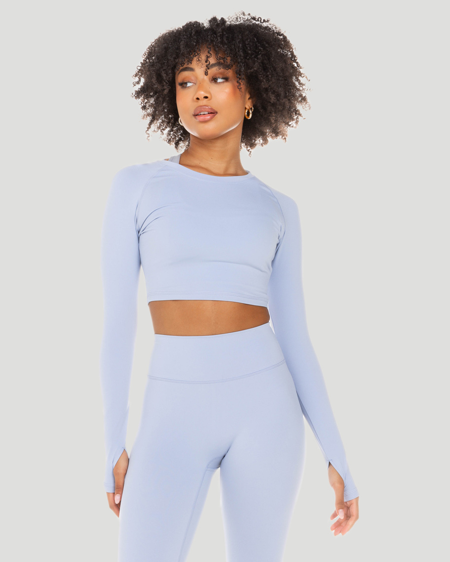 Aura Crop Long Sleeve - Blue Blizzard