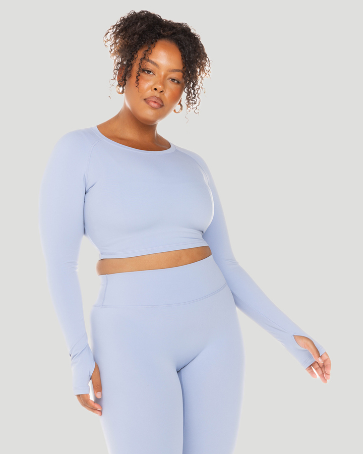 Aura Crop Long Sleeve - Blue Blizzard