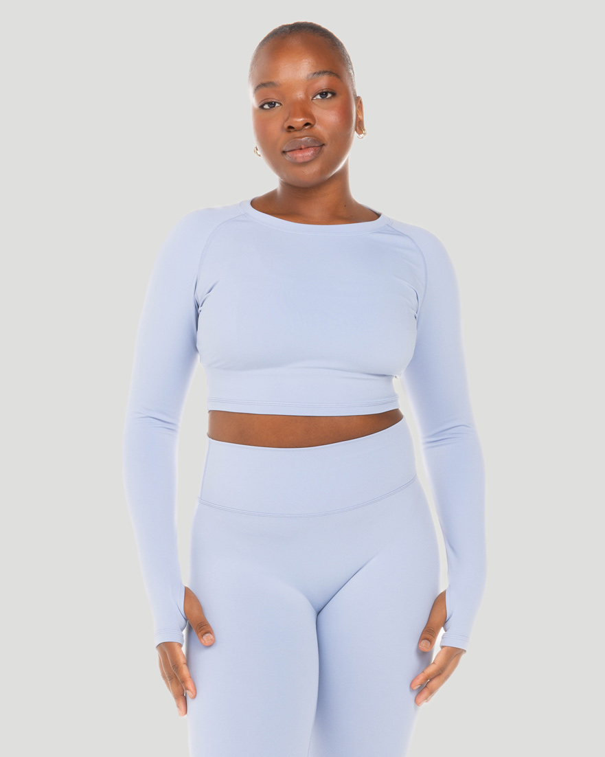 Aura Crop Long Sleeve - Blue Blizzard