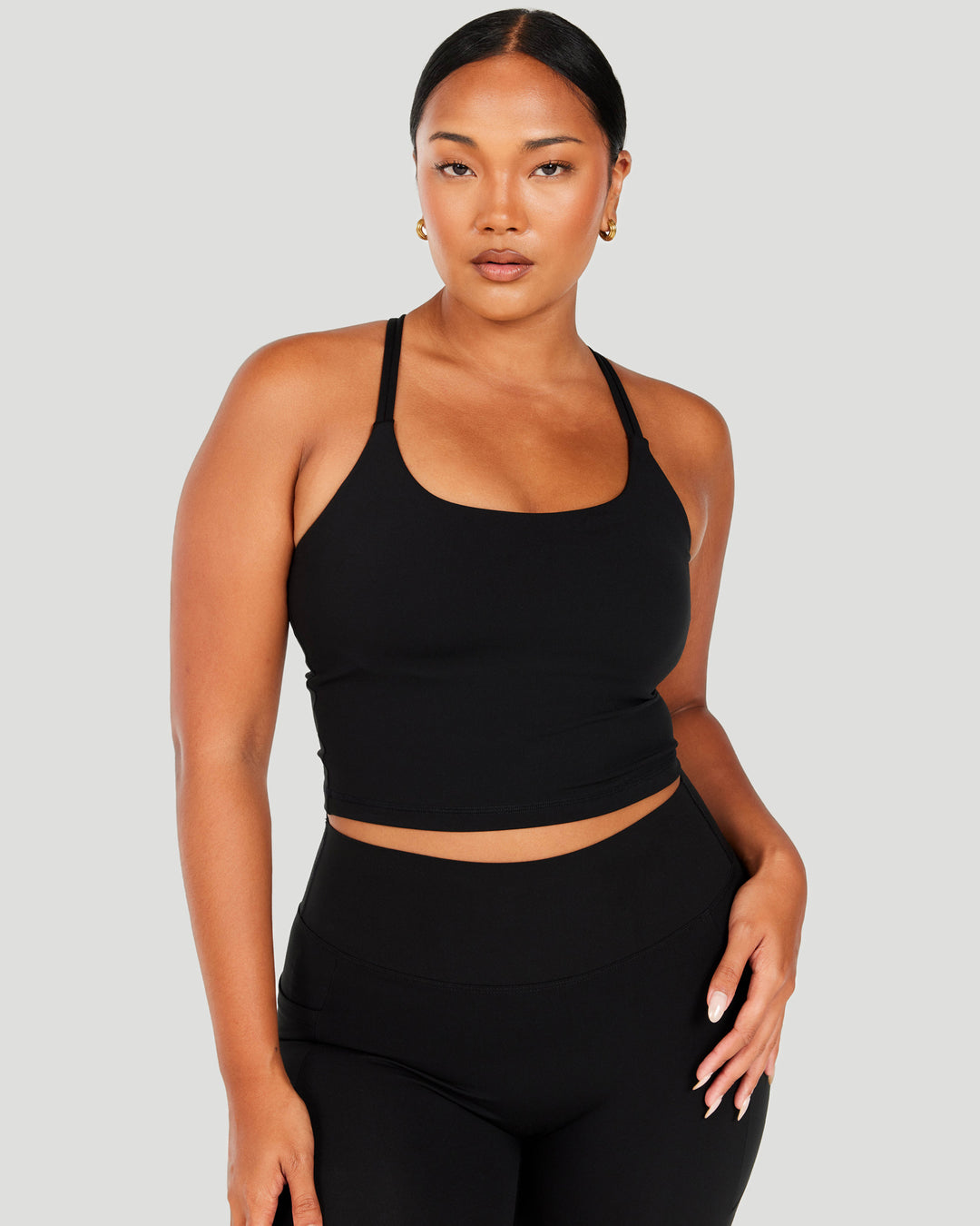 Aura Thin Strap Tank - Black