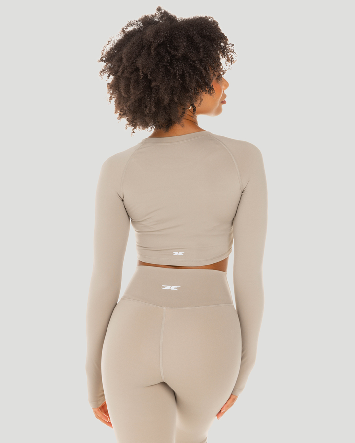 Aura Crop Long Sleeve - Vintage Khaki