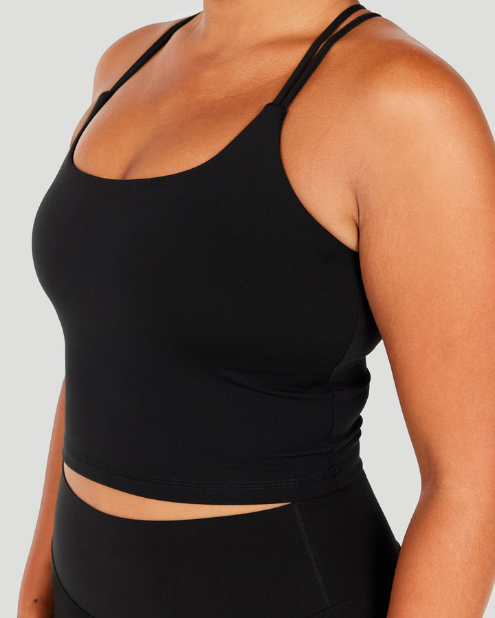 Aura Thin Strap Tank - Black