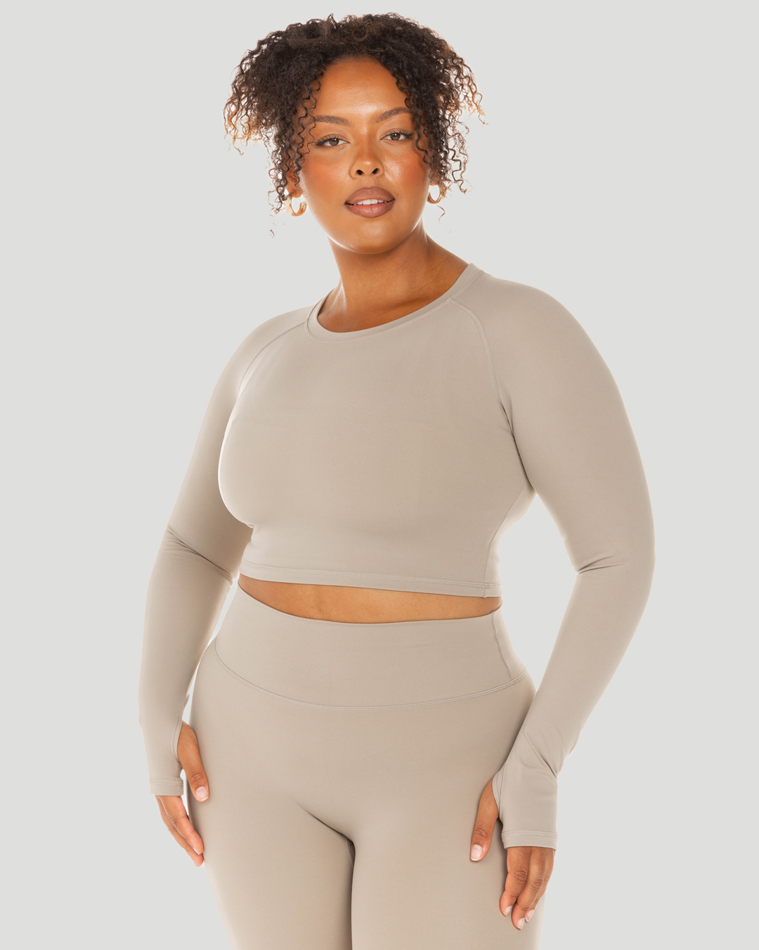 Aura Crop Long Sleeve - Vintage Khaki