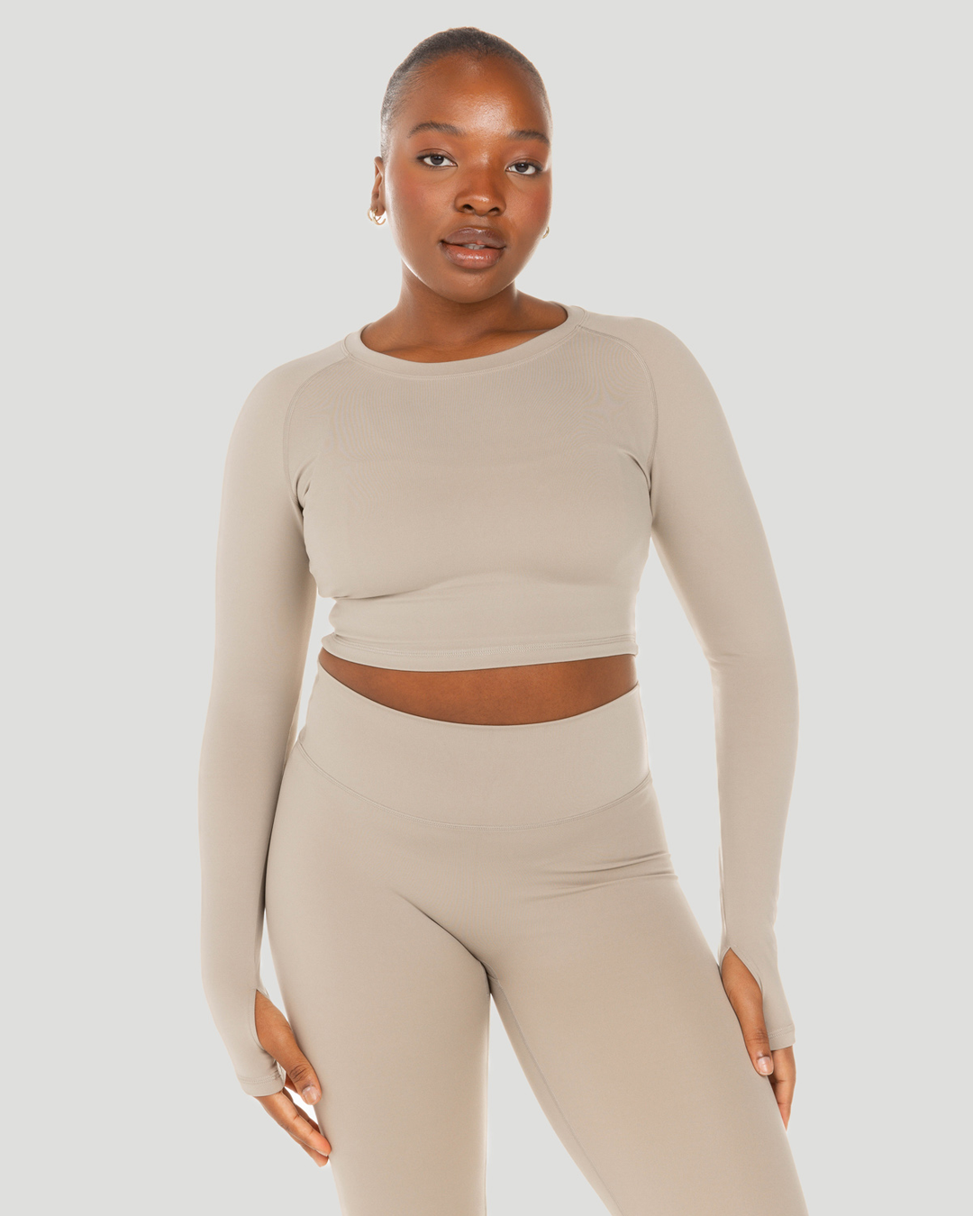 Aura Crop Long Sleeve - Vintage Khaki