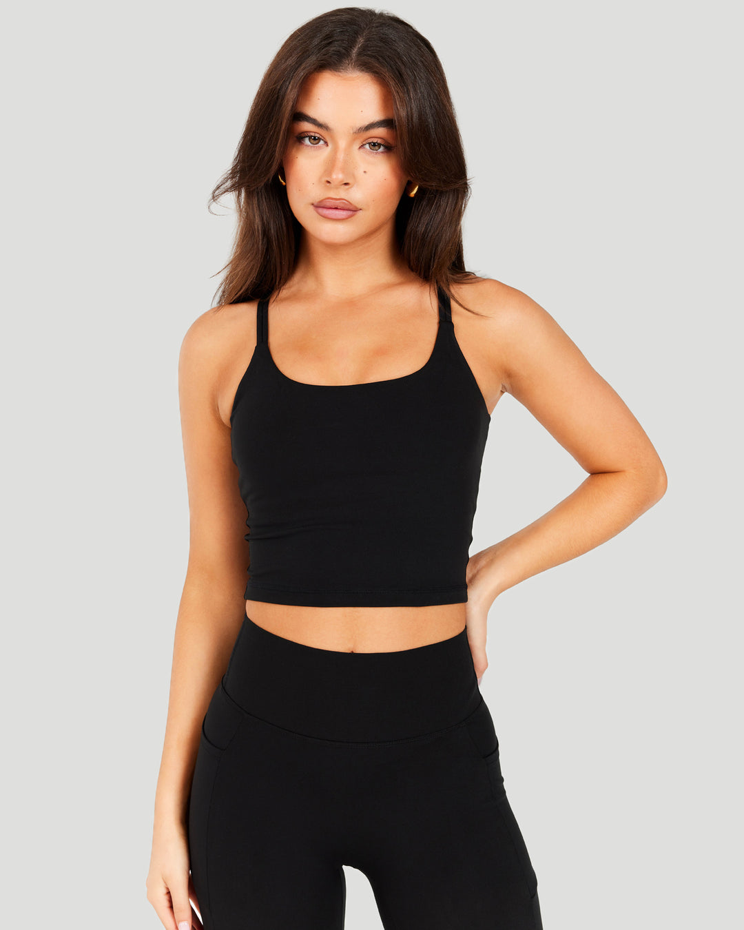 Aura Thin Strap Tank - Black