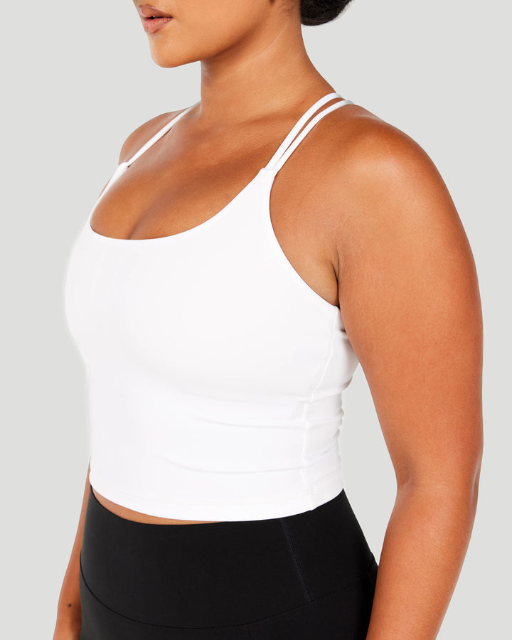 Aura Thin Strap Tank - White